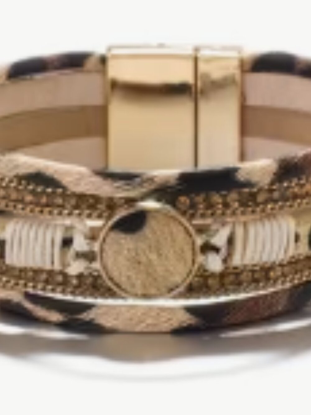 Boho Chic Leopard Print Wide Cuff Bangle Bracelet